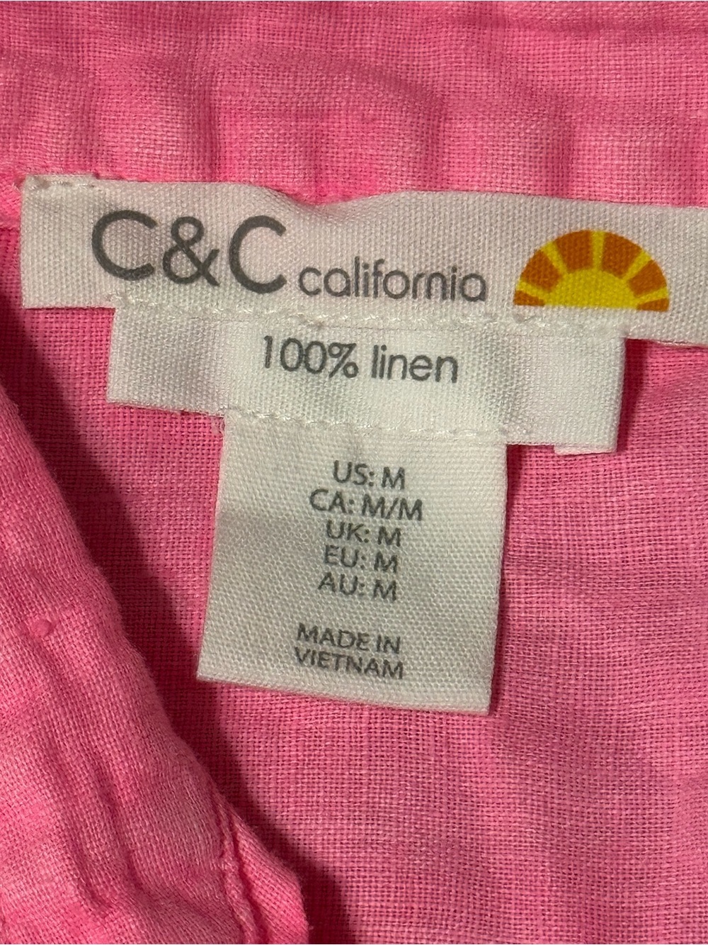 Coastal Sleeveless linen Button Down neon pink Cottagecore euro summer - Picture 2 of 7